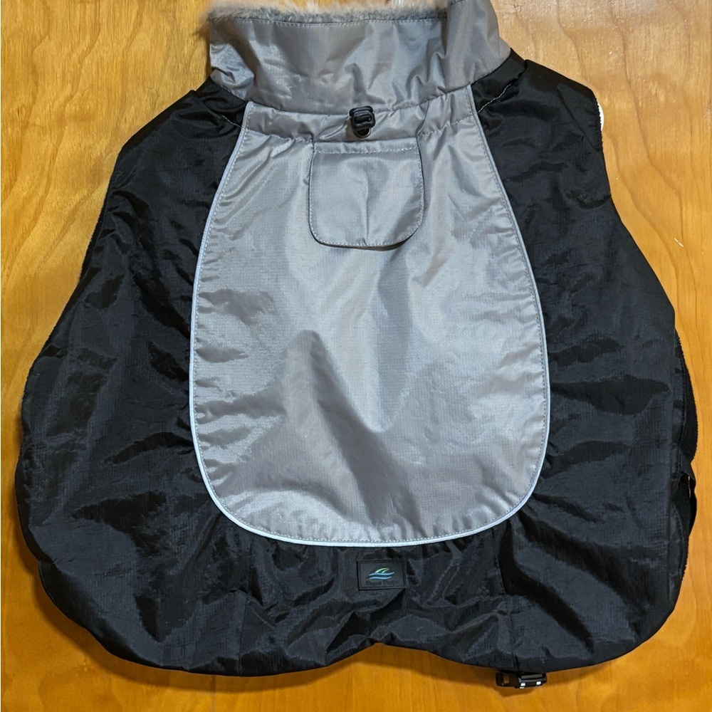 Black & Gray Waterproof Dog Coat with Reflective Trim
